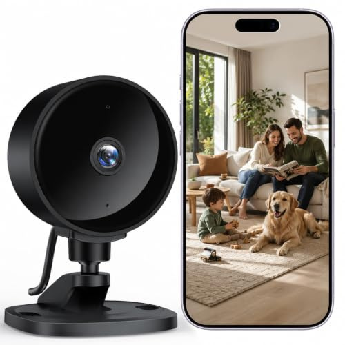 WOLFANG Telecamera WiFi Interno 1080P, Telecamera Sorveglianza Interno con Visione Notturna, Audio Bidirezionale, Compatibile con Alexa & Google Home, Nessun Abbonamento, Solo WiFi 2,4GHz