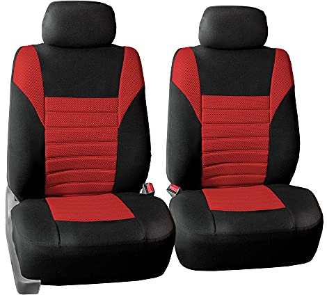 FH GROUP Autositzbezüge vorne Set Premium Rot 3D Air Mesh - Low Back Autositze mit Abnehmbarer Kopfstütze, Universal Fit, Automotive Sitzbezug, Airbag Kompatibel Autositzbezug für SUV, Limousine, Van