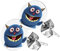 Piersando Ohrstecker Ohrringe Runde Kleine Stecker für Damen oder Kinder Silber mit Comic blaues Monster Motiv