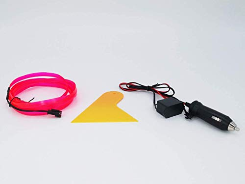 Kmruazre Neon Draht Licht Car kit Innen EL Draht Streifen Rohr Seil Neon Glow Licht Linie Dekoration(3m/9ft, Rosa)