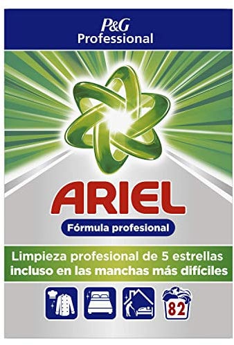 P&G PROFESSIONAL Ariel Professional, Detergente en polvo para lavadoras, 82 Lavados, Regular, Eliminacion de Manchas Desde El Primer Lavado