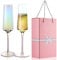 YOLIFE Iridescen Champagne Flutes Set of 2, 200ml Pearl Effect Champagne Glasses with Gift Box