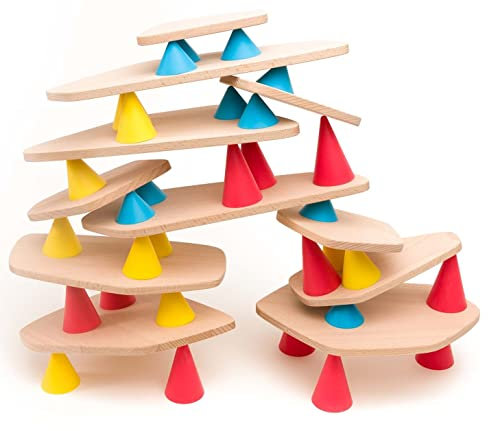OPPI - PIKS - Medium Kit - Jeu éducatif en Bois et Silicone - Jeu d'éveil - Motricité - Jeu de Construction - 3-12 Ans - avec livret d'instructions - 44 Pièces, Divers