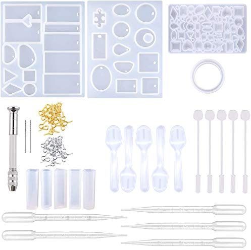 YMWALK 127PCS Silicone Resin Casting Moulds and Tools Set for Jewellery Making,Epoxy Resin Moulds, Jewelry Casting Molds,Resin DIY Craft Kit for Pendant Bracelet Key Chain Handmade Craft