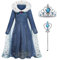 Foierp Mädchen Elsa Anna Kostüme - Kostüm mit Feenstab und Krone Tiara für Hochzeit/Party/Cosplay Winter Langarm Pelzkragen Prinzessin Klei