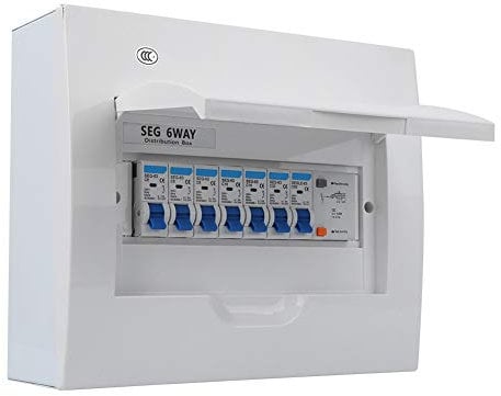 Interruptor diferencial de 6 vías, 63 A, 30 mA RCD + 4 MCB (3 x 6 A + 2 x 16 A + 1 x 32 A), interruptor pequeño