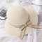 Sonnenhut Strohhut Hut Damen Frauen Mode Bowknot Handmade Folding Kremme Strohhut Weibliche Strandhut Sonnenhut-Beige_52_-_ 54Cm