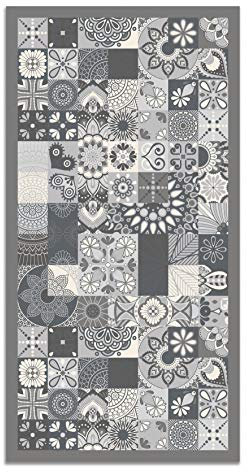 Panorama Tapis Vinyle du Sol Cuisine Salle de Bain - Différentes Tailles - (Carreaux Ciments Cuisine Gris 120x160 cm)