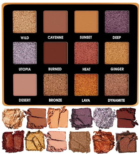 Fard À Paupière Palette Maquillage Yeux - Nude Bronze Or Cuivre 12 Couleurs Shimmer Mat Ultra Pigmenté - Palette D'ombres À Paupières De Voyage Avec Miroir