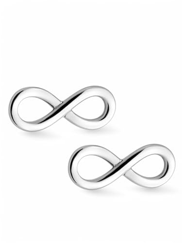 MadamLili - Infinity Unendlichkeit Silber Ohrstecker - 925 Sterlingsilber - Handgefertigt - Ewigkeit Minimalist Symbolschmuck - Exklusive Schmuckbox