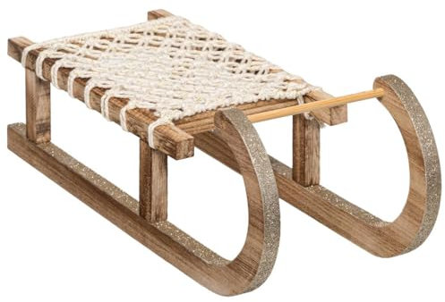 Holzobjekt Schlitten Seil L 40 cm