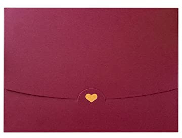 10 Briefumschläge DIN A6 Dunkelrot mit goldenem Herz veredelt - Ohne Fenster 15,4 cm x 11 cm