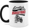Tasse Tassen 325ml - Rentner - Endlich im Ruhestand - 325 ml - Schwarz - geschenk für renteneintritt rentnertasse rente biker kaffeetasse als pensionsgeschenke retirement in teetasse mit motorrad