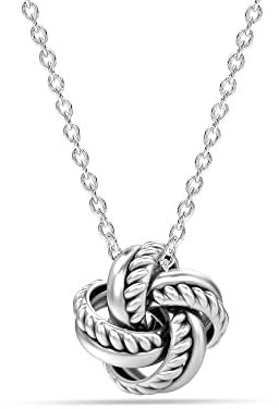 LeCalla 925 Sterling Silver Italian Love Knot Pendant Necklace for Teen Women