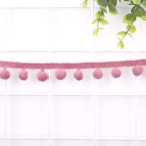 15 Yards 12mm Pompons Borte zum Basteln,Dekoband Mit Bommeln Bälle Pom Poms Fransenborte Zierband Dekoborte Nähzubehör für DIY Basteln Apparel Kleidung,Kostüme,Nähen,Dekoration,Altes Rosa