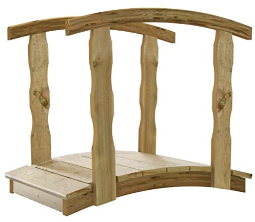 vidaXL Puente de Jardín con Barandilla Patio Decoración Aire Libre Pasarela Mueble Exterior para Familia Madera Maciza Pino Impregnada