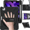 BRAECN para Funda iPad Air 5/4 Generación 2022/2020 10,9 Pulgadas, Carcasa Rugosa con Protector de Pantalla, Soporte de Rotación de 360°, Correa de Mano/Hombro, Portalápices, Negro