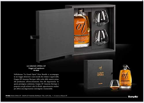 Bonollo La Grand Opera - Grappa di Amarone Barricata 0,70cl con due bicchieri La Boule