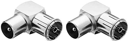 conecto Antennen-Adapter, 90° Winkel-Adapter, IEC-Stecker auf IEC-Buchse, Adapter zum Verbinden von IEC-Anschlüssen, 2er Set