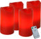 EGLO 4er Set flackernde LED Kerzen, künstliche Stumpenkerzen flammenlos mit Timer-Funktion und Fernbedienung, batteriebetriebene Wachskerzen aus Echtwachs in Rot, warmweiß, 10 cm