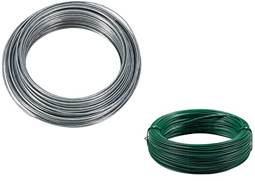 BARGAIN4ALL 50-meters Galvanized Steel Wire – Binding Wire for Home & Garden – DIY Art and Craft Jewellery Making – 2 colours – Green and Silver