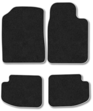 Fits Toyota Yaris (1999-2006) [3 Door] Carpet Car Mats | Grey Edge Trim Tailored Fit Floor Mats Full Coverage Protection Accessories Easy Clean Anti Slip Made in the UK