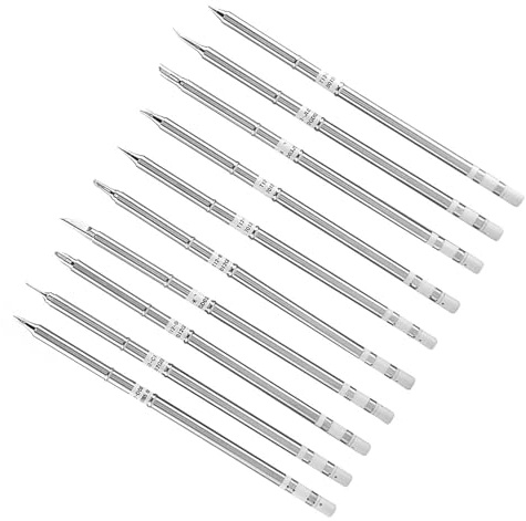 Garosa T12 Serie Lötkolbenspitzen 10er Set, Ersatzspitzen für Lötstation mit 10 Spitzenformen Sauerstofffreies Kupfer, Temperaturbereich 200℃-480℃, Kompatibel mit Nacharbeitsstationen,