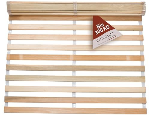 Chirollet® Sommier 140x190 cm | sans Montage & antidérapant | Supporte 300 kg | Fabriqué en Allemagne | Sommier à Lattes Roulant 140x190 cm en Bois Massif de Haute qualité | Garantie de 10 Ans