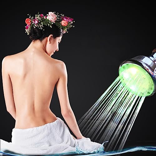 Rehomy - LED Shower Head, Shower Head with Light, 7 Color Flash Light Automatically Changing LED Fixed Showerhead for Bathroom Adjustable High-Pressure Rain Shower Head Light Easy Installation.