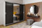 KIER FURNITURE Mehrzweckschrank Retro 1 200 Schiebetürenschrank - Eleganter Kleiderschrank Schrank Garderobe Spiegel - Wohnzimmerschrank Schiebetüren - Weiß + Schwarz 200x205x59 cm