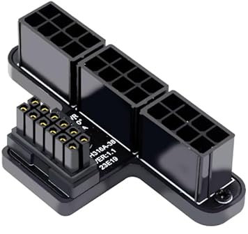 CY Adapter 12VHPWR ATX3.0 PCI-E 5.0 Power Modular zu Three ATX 8P Adapter für 4080 5090TI 16Pin 12+4P Grafikkarte (nach unten abgewinkelt 90 Grad), PW-048-DN-HX