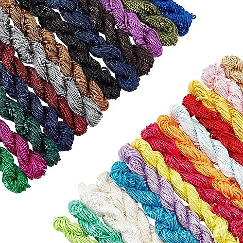 PH PandaHall 364 Yard Nylonschnur 28 Stile 1.5mm Nylonfaden Chinesische Knotenschnur Geflochtene Perlenschnur Kumihimo Makramee Fadenschnur Für Freundschaftsarmband Weihnachtsbaum