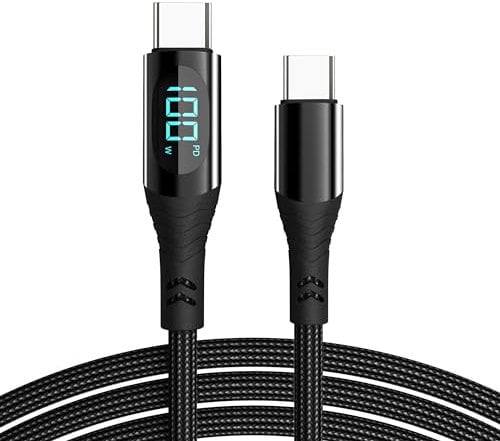 Wayzu® USB C to C Charger Cable,Type C, 100W PD Fast Charging Lead,Digital Display,Nylon braided,480Mbps Data Transfer,Compatible with iPhone 16/15 Pro Max,MacBook Pro,iPad Pro,Galaxy,Pixel PS5,1.2M