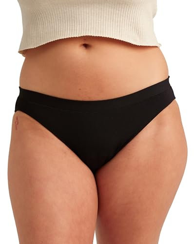 saalt Comfort Modal Bikini Period Underwear - Regular Absorbency - Keeps You Dry from All Leaks (Volcanic Black), Volcanic Black - Regular Absorbency, L