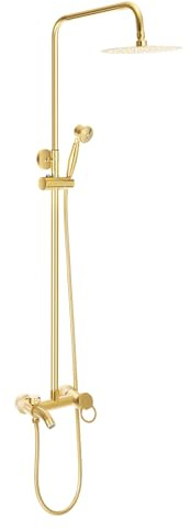 Goldene Duschsäule, Duscharmatur Komplettset Gold Wasserfall Duscharmatur Set mit Duschkopf, Handbrause, Einstellbar, Duscharmatur