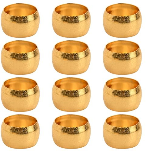 12 Pcs Serviettenringe Metall Gold Silber, 4 cm Servietten Ring Rund, Serviettenschnalle Tischdeko, Serviettenhalter Vintage Groß, Servietten Schnallen Deko für Hochzeit Ostern Geburtstag (Gold)