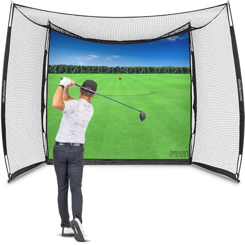 GoSports Range Cage 10 ft x 8 ft Golf Practice Hitting Net with Impact Screen