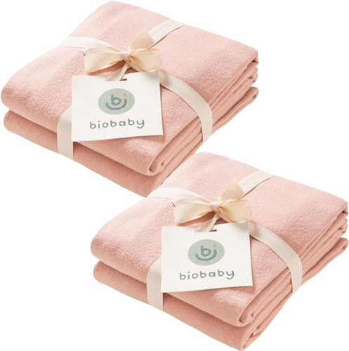 BIOBABY Moltondecke aus Bio Baumwolle, 2 x 2er Pack (4 Stück), Rosa
