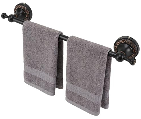 Handtuchhalter Für Badezimmer Zur Wandmontage, 40 cm Badezimmer-Accessoires aus Antikem Messing, Handtuchstangen-Set aus Gebürstetem Messing, Badezimmer-Handtuchhalter, Wandmontage(Schwarz)