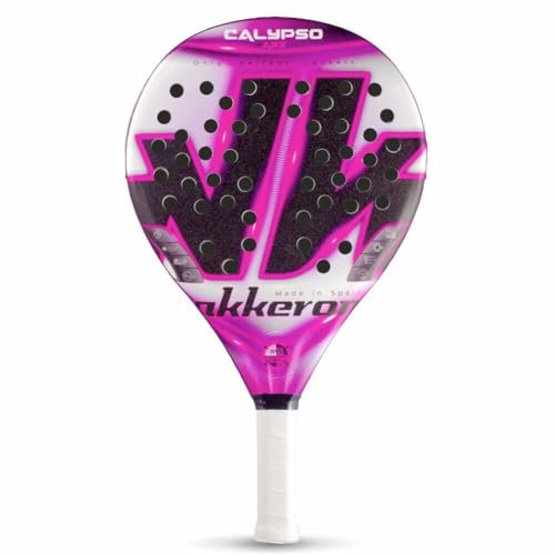 Akkeron - Pala de Padel - Modelo Calypso 23 - Carbono 100% - EVA - Forma Redonda - Barniz Rugoso - Control - 345/365g,
