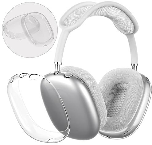 Hülle Kompatibel mit AirPods Max, Case für AirPods Max Kopfhörer, Kratzfest, Staubdicht Silikon Cover, Dünne Weiche TPU Klar Schutzhülle,Geeignet für AirPods Max Accessories-Klares Weiß