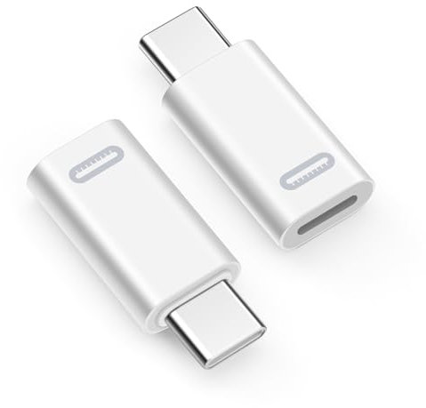 Seminer Adaptador USB C a Lightning (2 Pack), Adaptador USB-C PD 35W, Adaptador Lightning Hembra a USB Tipo C Compatible con iPhone Serie 15 iPad Pro Macbook Galaxy Note S9 S23 Ultra (Blanco)