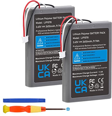 Pickle Power 2 X 2650mAh Batterie LIP1078 Rechange pour Manette sans Fil Sony Playstation 5 DualSense CFI-ZCT1W