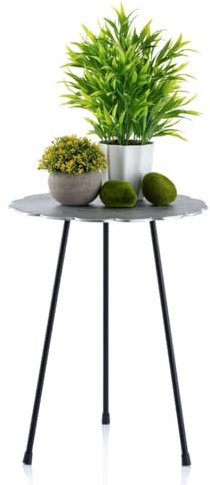 Amago home Beistelltisch Metall Dekotisch Hilton ø 35 x H 45 cm rund Aluminium mit Struktur Farbe Silber