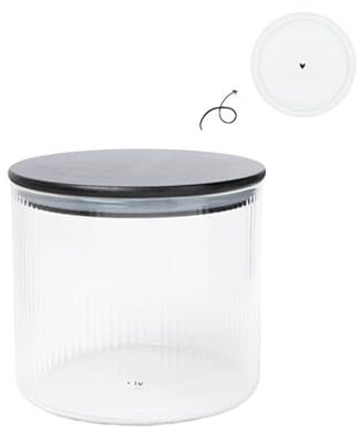 Bastion Collections Vorratsdose Ribbed mit Streifen aus Glas H. 11cm