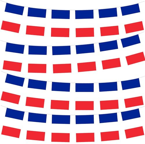 10m Guirlande de Drapeau France avec 30 Double Face Drapeaux Mat Polyester, Personnalisable,pour Oktoberfest Compétitions Européennes de Football,Décoratifs d'extérieur France