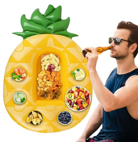 Pool Drink Floats - Inflatable Drink Holder Floaties in Colorful Pineapple Shape - Multifunctional Stable Decorative Pool Tray, Coaster Mat Cup Holders for Beach, Pool, Spa