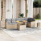 Homgoday 7-TLG. Gartenlounge Set Gartenmöbel Loungemöbel Gartensofa Lounge Balkonmobelset Terrassenmöbel Ecksofa Modular Sofa Sitzgruppe mit Tisch Höhenverstellbar Beige Poly Rattan