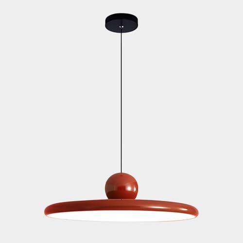 KCO Luces colgantes rojas para isla de cocina, moderna lámpara colgante LED redonda grande, lámpara colgante contemporánea, regulable, para dormitorio, comedor