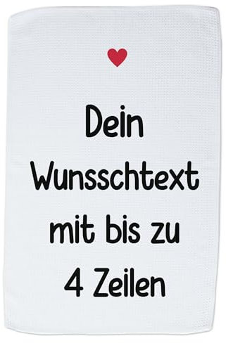 GRAZDesign Geschirrtuch Aufdruck selbst gestalten - Wunschtext - 60x40cm - weiß - personalisiert selber Bedrucken beschriftet Herz